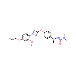 CCCOc1ccc(N2CC(Oc3ccc([C@H](C)NC(=O)N(C)C)cc3)C2)c(OC)c1 ZINC000142318500