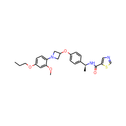 CCCOc1ccc(N2CC(Oc3ccc([C@H](C)NC(=O)c4cncs4)cc3)C2)c(OC)c1 ZINC000142233195