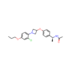 CCCOc1ccc(N2CC(Oc3ccc([C@H](C)NC(C)=O)cc3)C2)c(Cl)c1 ZINC000142229163