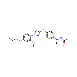 CCCOc1ccc(N2CC(Oc3ccc([C@H](C)NC(C)=O)cc3)C2)c(OC)c1 ZINC000142179481