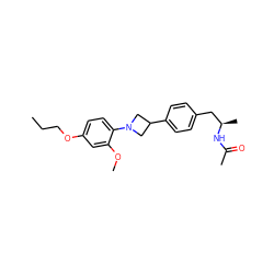 CCCOc1ccc(N2CC(c3ccc(C[C@@H](C)NC(C)=O)cc3)C2)c(OC)c1 ZINC000149629659