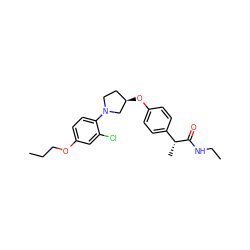 CCCOc1ccc(N2CC[C@@H](Oc3ccc([C@@H](C)C(=O)NCC)cc3)C2)c(Cl)c1 ZINC001772606574