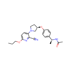 CCCOc1ccc(N2CC[C@@H](Oc3ccc([C@H](C)NC(C)=O)cc3)C2)c(C#N)n1 ZINC000169709172