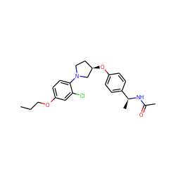 CCCOc1ccc(N2CC[C@@H](Oc3ccc([C@H](C)NC(C)=O)cc3)C2)c(Cl)c1 ZINC000209121403