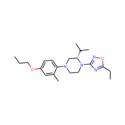 CCCOc1ccc(N2CCN(c3noc(CC)n3)[C@@H](C(C)C)C2)c(C)c1 ZINC000103252657