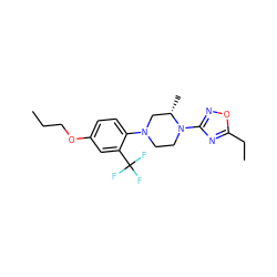 CCCOc1ccc(N2CCN(c3noc(CC)n3)[C@@H](C)C2)c(C(F)(F)F)c1 ZINC000103252689