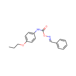 CCCOc1ccc(NC(=O)O/N=C/c2ccccc2)cc1 ZINC000045350658