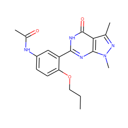 CCCOc1ccc(NC(C)=O)cc1-c1nc2c(c(C)nn2C)c(=O)[nH]1 ZINC000001541550