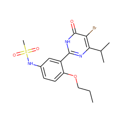 CCCOc1ccc(NS(C)(=O)=O)cc1-c1nc(C(C)C)c(Br)c(=O)[nH]1 ZINC000096916033