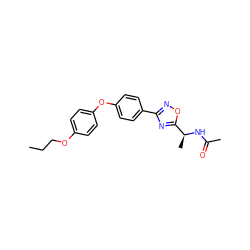 CCCOc1ccc(Oc2ccc(-c3noc([C@H](C)NC(C)=O)n3)cc2)cc1 ZINC001772573122