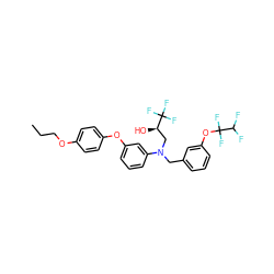 CCCOc1ccc(Oc2cccc(N(Cc3cccc(OC(F)(F)C(F)F)c3)C[C@@H](O)C(F)(F)F)c2)cc1 ZINC000026283634