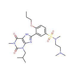 CCCOc1ccc(S(=O)(=O)N(C)CCN(C)C)cc1-c1nc2c([nH]1)c(=O)n(C)c(=O)n2CC(C)C ZINC000013818355