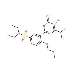 CCCOc1ccc(S(=O)(=O)N(CC)CC)cc1-c1nc(C(C)C)c(Br)c(=O)[nH]1 ZINC000096916023