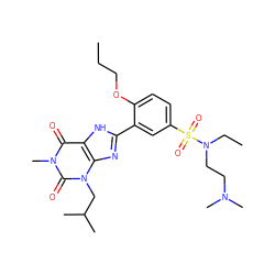 CCCOc1ccc(S(=O)(=O)N(CC)CCN(C)C)cc1-c1nc2c([nH]1)c(=O)n(C)c(=O)n2CC(C)C ZINC000013818353