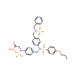 CCCOc1ccc(S(=O)(=O)N(Cc2ccc(N(CC(=O)OC)S(C)(=O)=O)cc2)c2ccc(CN(Cc3ccccc3)S(C)(=O)=O)cc2)cc1 ZINC000473154949