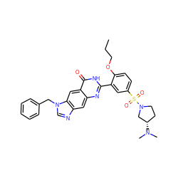 CCCOc1ccc(S(=O)(=O)N2CC[C@H](N(C)C)C2)cc1-c1nc2cc3ncn(Cc4ccccc4)c3cc2c(=O)[nH]1 ZINC000027560774