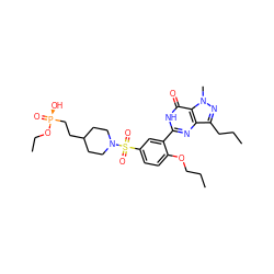 CCCOc1ccc(S(=O)(=O)N2CCC(CC[P@](=O)(O)OCC)CC2)cc1-c1nc2c(CCC)nn(C)c2c(=O)[nH]1 ZINC000084489126