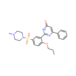 CCCOc1ccc(S(=O)(=O)N2CCN(C)CC2)cc1-c1nc(-c2ccccc2)cc(=O)[nH]1 ZINC000095575702