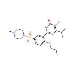 CCCOc1ccc(S(=O)(=O)N2CCN(C)CC2)cc1-c1nc(C(C)C)c(Br)c(=O)[nH]1 ZINC000095577615