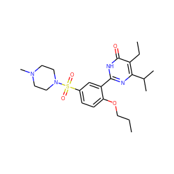 CCCOc1ccc(S(=O)(=O)N2CCN(C)CC2)cc1-c1nc(C(C)C)c(CC)c(=O)[nH]1 ZINC000095573960