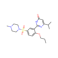 CCCOc1ccc(S(=O)(=O)N2CCN(C)CC2)cc1-c1nc(C(C)C)cc(=O)[nH]1 ZINC000095579356