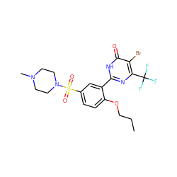 CCCOc1ccc(S(=O)(=O)N2CCN(C)CC2)cc1-c1nc(C(F)(F)F)c(Br)c(=O)[nH]1 ZINC000096916015