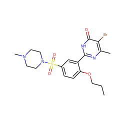 CCCOc1ccc(S(=O)(=O)N2CCN(C)CC2)cc1-c1nc(C)c(Br)c(=O)[nH]1 ZINC000096916007