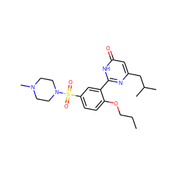 CCCOc1ccc(S(=O)(=O)N2CCN(C)CC2)cc1-c1nc(CC(C)C)cc(=O)[nH]1 ZINC000095578155