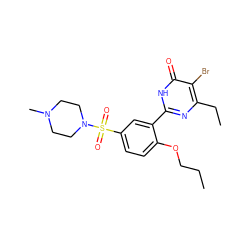 CCCOc1ccc(S(=O)(=O)N2CCN(C)CC2)cc1-c1nc(CC)c(Br)c(=O)[nH]1 ZINC000073166500