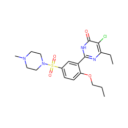 CCCOc1ccc(S(=O)(=O)N2CCN(C)CC2)cc1-c1nc(CC)c(Cl)c(=O)[nH]1 ZINC000073166495