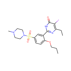 CCCOc1ccc(S(=O)(=O)N2CCN(C)CC2)cc1-c1nc(CC)c(I)c(=O)[nH]1 ZINC000073160207