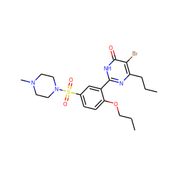 CCCOc1ccc(S(=O)(=O)N2CCN(C)CC2)cc1-c1nc(CCC)c(Br)c(=O)[nH]1 ZINC000096916009