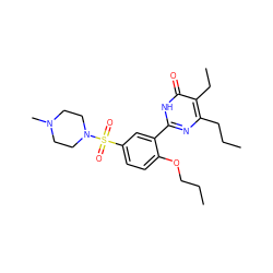 CCCOc1ccc(S(=O)(=O)N2CCN(C)CC2)cc1-c1nc(CCC)c(CC)c(=O)[nH]1 ZINC000095579315