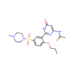 CCCOc1ccc(S(=O)(=O)N2CCN(C)CC2)cc1-c1nc(NC(C)=O)cc(=O)[nH]1 ZINC000095577978