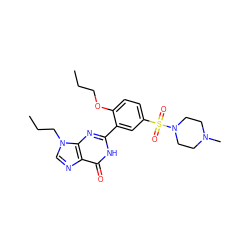 CCCOc1ccc(S(=O)(=O)N2CCN(C)CC2)cc1-c1nc2c(ncn2CCC)c(=O)[nH]1 ZINC000013439779