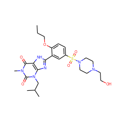 CCCOc1ccc(S(=O)(=O)N2CCN(CCO)CC2)cc1-c1nc2c([nH]1)c(=O)n(C)c(=O)n2CC(C)C ZINC000026576718