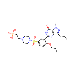 CCCOc1ccc(S(=O)(=O)N2CCN(CCP(=O)(O)O)CC2)cc1-c1nc2c(CCC)nn(C)c2c(=O)[nH]1 ZINC000026246793