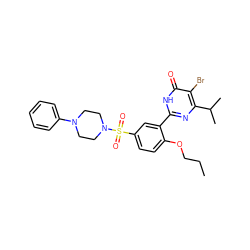 CCCOc1ccc(S(=O)(=O)N2CCN(c3ccccc3)CC2)cc1-c1nc(C(C)C)c(Br)c(=O)[nH]1 ZINC000096916021