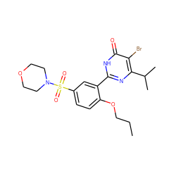 CCCOc1ccc(S(=O)(=O)N2CCOCC2)cc1-c1nc(C(C)C)c(Br)c(=O)[nH]1 ZINC000096916019