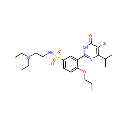 CCCOc1ccc(S(=O)(=O)NCCN(CC)CC)cc1-c1nc(C(C)C)c(Br)c(=O)[nH]1 ZINC000096916029