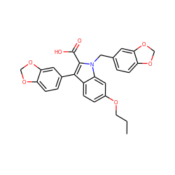 CCCOc1ccc2c(-c3ccc4c(c3)OCO4)c(C(=O)O)n(Cc3ccc4c(c3)OCO4)c2c1 ZINC000001544312