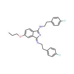 CCCOc1ccc2c(c1)/C(=N/CCc1ccc(F)cc1)N=C2NCCc1ccc(F)cc1 ZINC000026675171