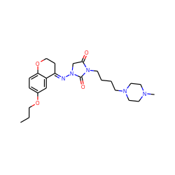 CCCOc1ccc2c(c1)/C(=N/N1CC(=O)N(CCCCN3CCN(C)CC3)C1=O)CCO2 ZINC000040901244