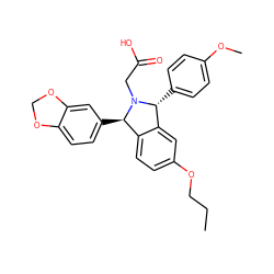 CCCOc1ccc2c(c1)[C@@H](c1ccc(OC)cc1)N(CC(=O)O)[C@@H]2c1ccc2c(c1)OCO2 ZINC000029469467