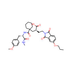 CCCOc1ccc2c(c1)C(=O)N(CC[C@@H](CC1(C(=O)N[C@@H](Cc3ccc(OC)cc3)C(=O)NC)CCCCC1)C(=O)O)C2=O ZINC000029467687