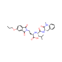 CCCOc1ccc2c(c1)C(=O)N(CC[C@@H](N[C@@H](CC(C)C)C(=O)N[C@@H](Cc1ccccc1)C(=O)NC)C(=O)O)C2=O ZINC000027733952