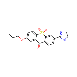 CCCOc1ccc2c(c1)C(=O)c1ccc(C3=NCCN3)cc1S2(=O)=O ZINC000029487765