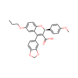 CCCOc1ccc2c(c1)C(c1ccc3c(c1)OCO3)=C(C(=O)O)[C@H](c1ccc(OC)cc1)O2 ZINC000013473411