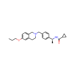 CCCOc1ccc2c(c1)CCN(Cc1ccc([C@H](C)NC(=O)C3CC3)cc1)C2 ZINC001772606356