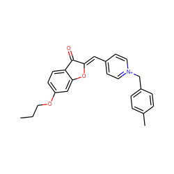 CCCOc1ccc2c(c1)O/C(=C\c1cc[n+](Cc3ccc(C)cc3)cc1)C2=O ZINC000058576377